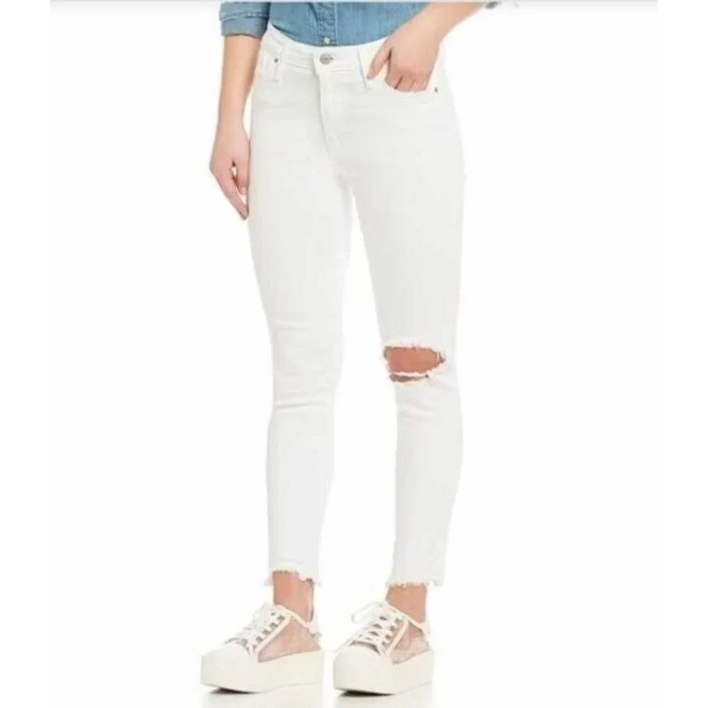 Women's Levi's 721 High Rise Frayed Hem Distressed Skinny Jeans Size 27 - Picture 1 of 8